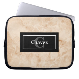 Elegante Marmor-Fels-Textur mit Namen und Monogram Laptopschutzhülle