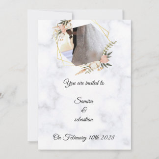 Elegante Marmor-Gold-Blumen-Hochzeitseinladung  Einladung