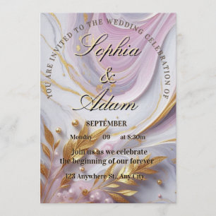 Elegante Marmor- & Gold-Hochzeitseinladung Einladung