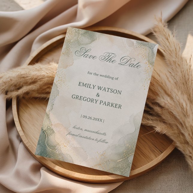 Elegante Marmor-Wasserfarbe Save The Date (Von Creator hochgeladen)