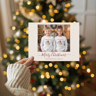 Elegante Marmor-Weihnachtskarte mit einem Foto Feiertagspostkarte