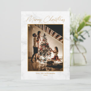 Elegante Marmor Weißgold Zwei Foto Weihnachten