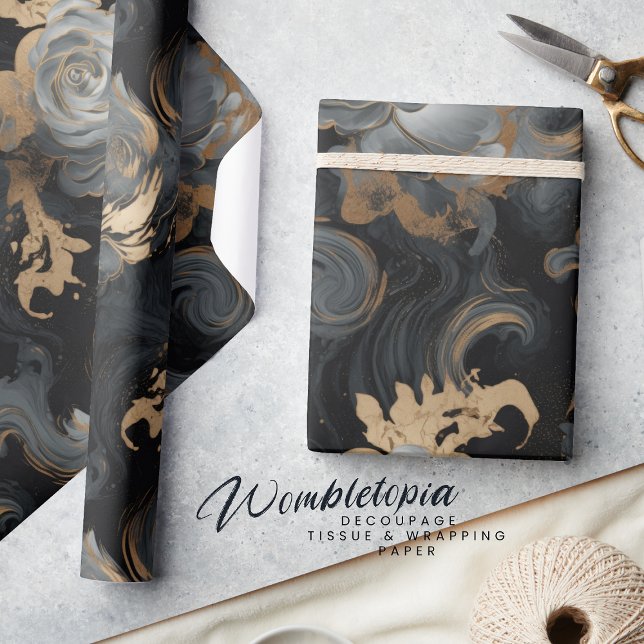 Elegante marmorierte Rose | Luxus Gold & Gray Slat Geschenkpapier (Von Creator hochgeladen)