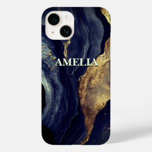Elegante Marmorkunst Imitate Gold Glitzer Case-Mate iPhone 14 Hülle