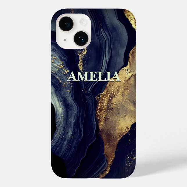 Elegante Marmorkunst Imitate Gold Glitzer Case-Mate iPhone Hülle (Rückseite)