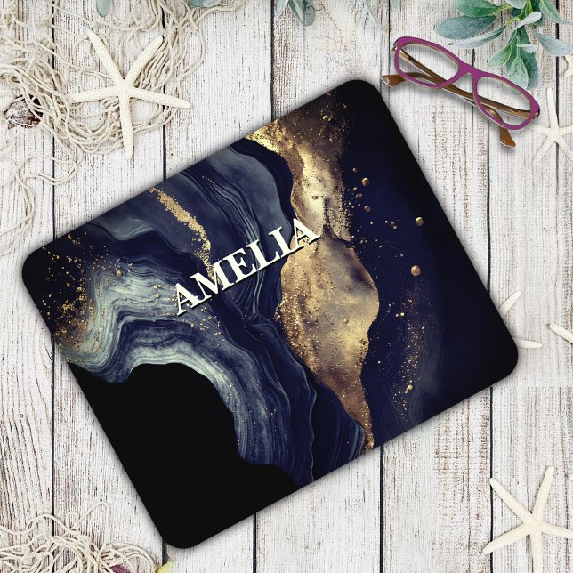Elegante Marmorkunst Imitate Gold Glitzer Mousepad (Von Creator hochgeladen)