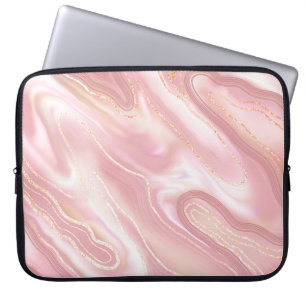 Elegante Marmorstruktur. Rose Gold Flüssigkeit gl Laptopschutzhülle