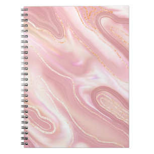 Elegante Marmorstruktur. Rose Gold Flüssigkeit glä Notizblock