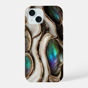 Elegante Marmortextur Abalone-Steine Luxus iPhone 15 Hülle