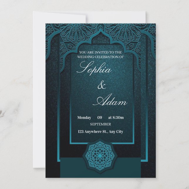 Elegante marokkanische Hochzeitseinladung Save The Date (Vorderseite)