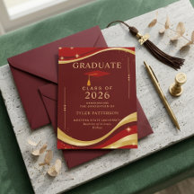 Elegante Maroon and Gold College Graduation Party