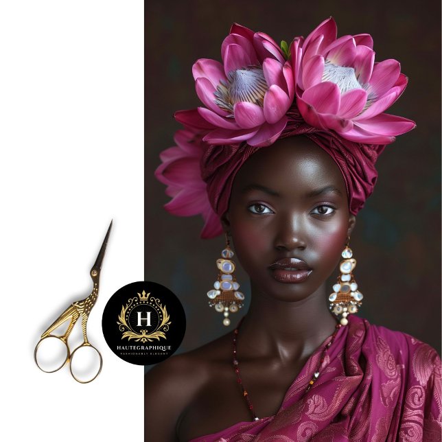 Elegante Maroon Black Woman Portrait Decoupage Seidenpapier (Von Creator hochgeladen)