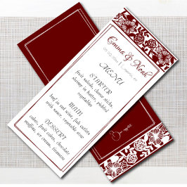 Elegante Maroon-Burgundy Wedding Dinner Menu Card Menükarte