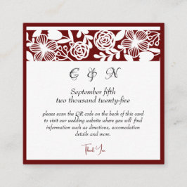 Elegante Maroon Monogram Details Enclosure Card Begleitkarte
