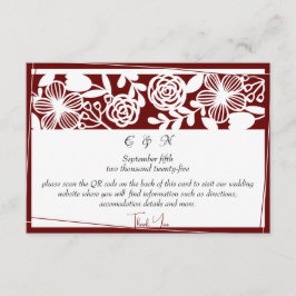 Elegante Maroon Monogram Details Enclosure Card Begleitkarte