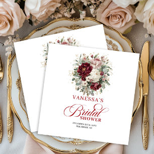 Elegante Marsala Florale Goldene Brautschauer Serv Serviette