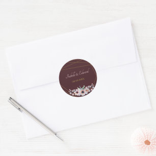 Elegante Marsala-Rosa-Anemonen-Blumen-Hochzeit Runder Aufkleber