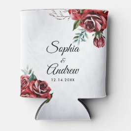 Elegante Marsala Rote Rose Rustikale Hochzeit Dosenkühler