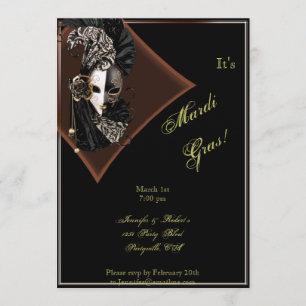Elegante Maske am Black Bronze Mardi Gras Party Einladung