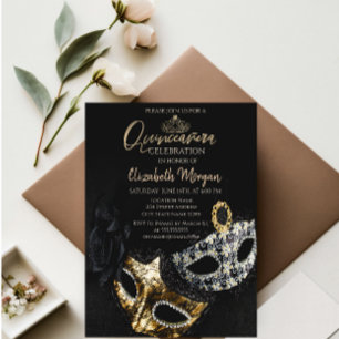Elegante Maske,Konfetti-Maskerade Quinceañera Einladung