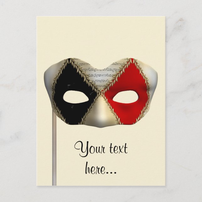 Elegante Maskenball-Maske Karneval Party Kunst Postkarte (Vorderseite)