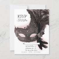 Elegante Maskenball-Maske Rosa Hochzeit RSVP