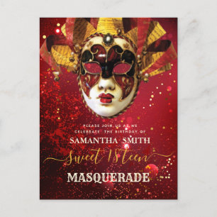 Elegante Maskenball-Postkarte Postkarte
