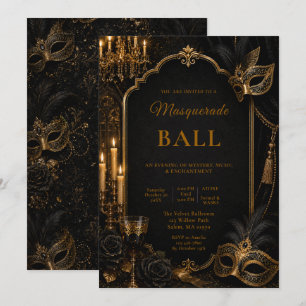 Elegante Maskenballparty Einladung