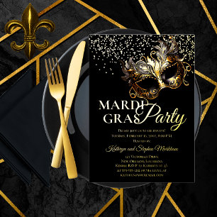 Elegante Masquerade Mask Mardi Gras Party Folieneinladung