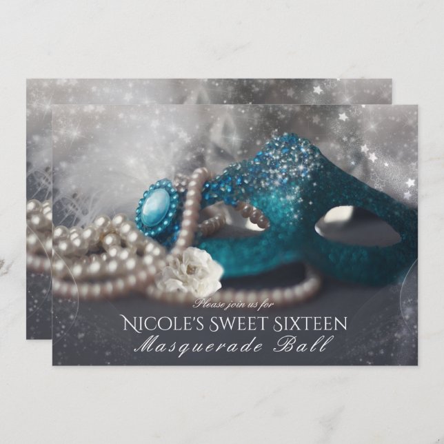 Elegante Masquerade Party Einladungen (Vorne/Hinten)