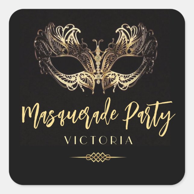 Elegante Masquerade Party Gold Black Sticker (Vorderseite)