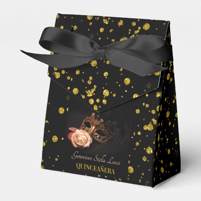 Elegante Masquerade und Weiße Rose Geschenkschachtel (Vorderseite)