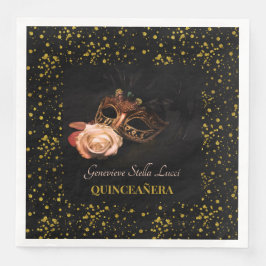Elegante Masquerade und Weiße Rose Serviette