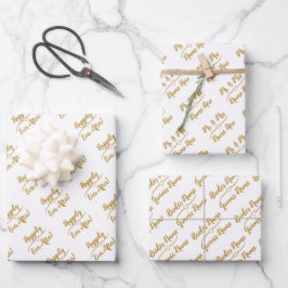 Elegante, maßgeschneiderte Hochzeitbride Groom Gol Geschenkpapier Set
