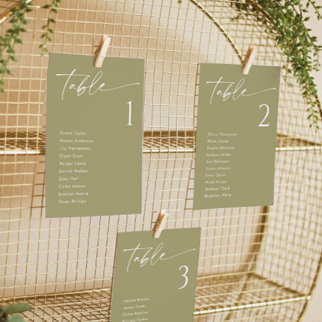 Elegante Matcha Green Wedding Seating Chart Cards Einladung (Von Creator hochgeladen)