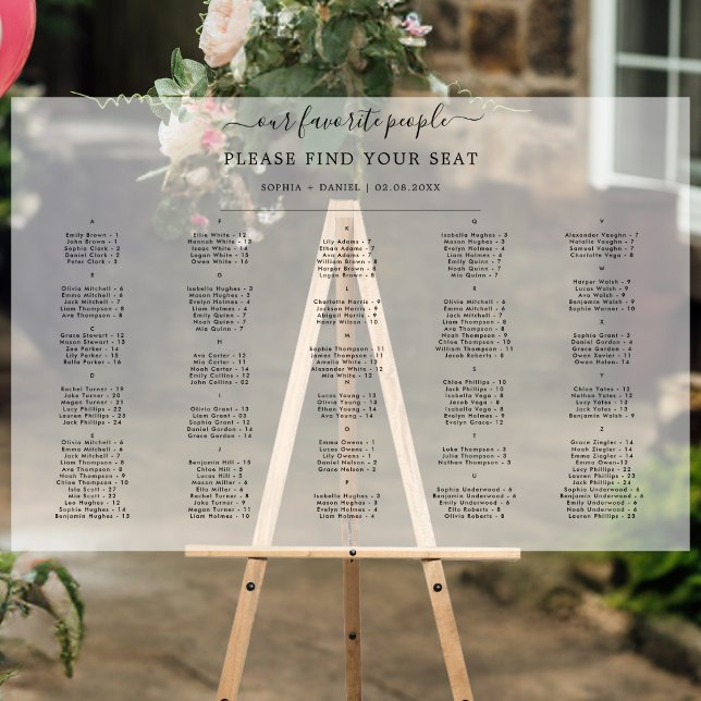 Elegante Mattierte Alphabetische Hochzeitssitze Acrylschild (Von Creator hochgeladen)