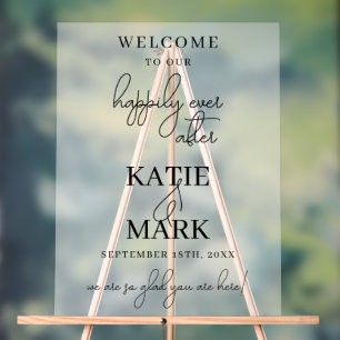 Elegante Mattierte Kalligraphie glücklich immer na Acrylschild