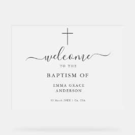 Elegante Mattierte Taufe Willkommen Acrylschild