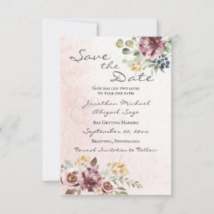 Elegante Mauve Blush Pink Christliche Hochzeit Save The Date