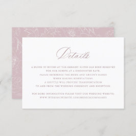 Elegante Mauve Blush Script-Hochzeitdetails einfüg Einladung