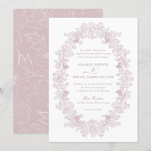 Elegante Mauve Blush Vintage Blumenzeremonie Einladung