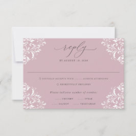 Elegante Mauve Dusty Rose Vintag Classic Wedding RSVP Karte