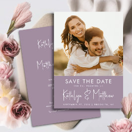 Elegante Mauve Fun Script Modernes Foto Hochzeit Save The Date
