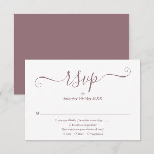 Elegante Mauve-Hochzeitsschrift RSVP Karte