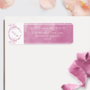Elegante Mauve Pink Wasserfarbe, Mongram Wedding L