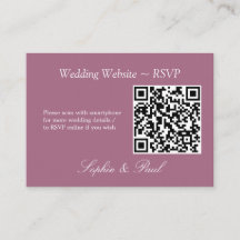 Elegante Mauve QR Code Website RSVP Card