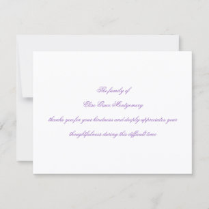 Elegante Mauve-Schrift Traueranzeige Dankeskarte