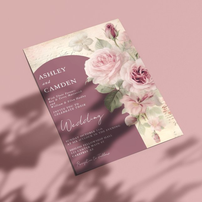 Elegante Mauve und Dusty Rose Wedding Einladung (Von Creator hochgeladen)