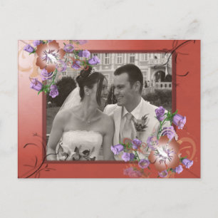 Elegante Mauve- und Extravagante Blume Frame Custo Postkarte