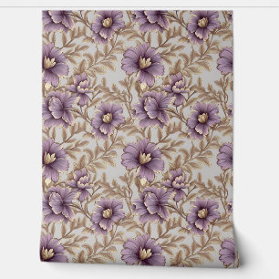 Elegante Mauve und goldene Blume blühen Tapete